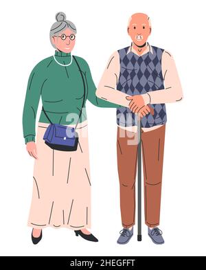 Couple Eldery mignon isolé. Illustration de Vecteur