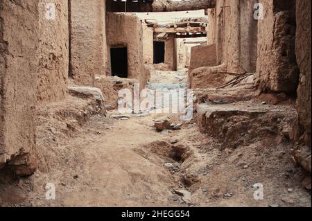 Vieille partie de la ville de 400 ans Al Hamra en Oman Banque D'Images