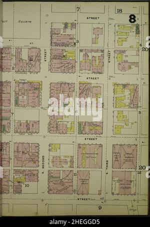 Sanborn carte d'assurance-incendie de Memphis, comté de Shelby, Tennessee. Banque D'Images