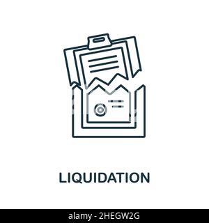 Icône de liquidation.Élément de ligne de la collecte de crise.Signe d'icône de liquidation linéaire pour la conception de sites Web, infographiques et plus encore. Illustration de Vecteur