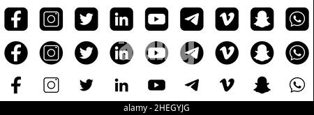 Collection de logos populaires sur les réseaux sociaux Illustration de Vecteur