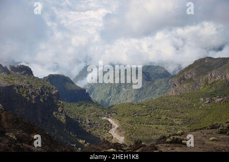 paysage sur le kilimanjaro tanzanie, trekking sur la plus haute montagne d'afrique Banque D'Images