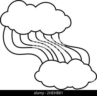 C'est une illustration d'un arc-en-ciel qui se plie et s'étire avec des nuages Illustration de Vecteur