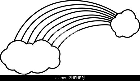 C'est une illustration d'un arc-en-ciel qui se plie et s'étire avec des nuages Illustration de Vecteur