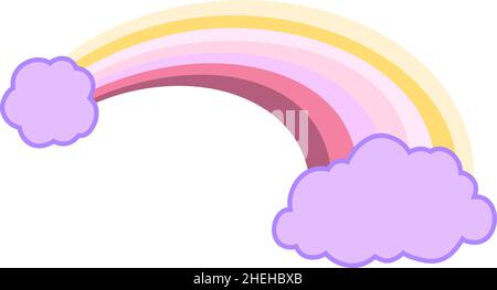 C'est une illustration d'un arc-en-ciel qui se plie et s'étire avec des nuages Illustration de Vecteur