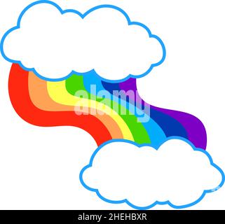 C'est une illustration d'un arc-en-ciel qui se plie et s'étire avec des nuages Illustration de Vecteur