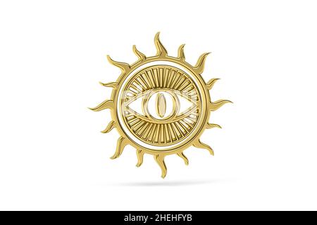 Icône d'occultisme doré isolée sur fond blanc - rendu 3D Banque D'Images