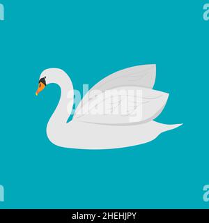 Cygne blanc avec fond bleu. Illustration vectorielle Illustration de Vecteur