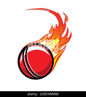 icône de balle de cricket flamboyante symbole emblème illustration vectorielle isolée sur fond blanc Illustration de Vecteur