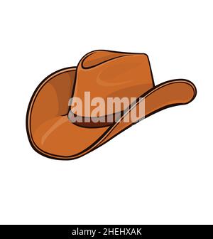 Dessin animé Cowboy chapeau stetson marron clair isolé sur fond blanc vecteur Illustration de Vecteur