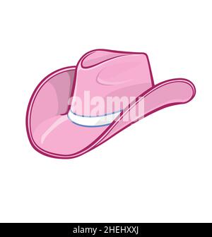 Bande dessinée Cowboy Cowgirl stetson chapeau rose dames filles vecteur isolé sur fond blanc Illustration de Vecteur