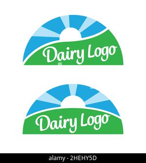 ensemble de deux logos de produits laitiers simples et efficaces, isolés sur fond blanc Illustration de Vecteur
