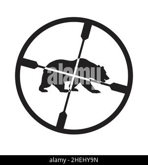 simple fusil de sniper portée croix de cheveux de visée de silhouette d'ours illustration vectorielle isolée sur fond blanc Illustration de Vecteur