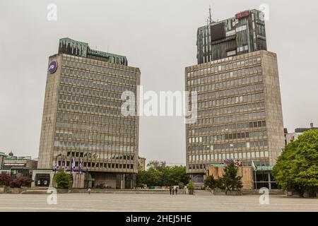 LJUBLJANA, SLOVÉNIE - 14 MAI 2019 : bâtiments modernes de grande hauteur à Ljubljana, Slovénie Banque D'Images