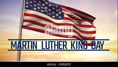 Image du texte de la journée de Martin luther King sur le drapeau américain Banque D'Images