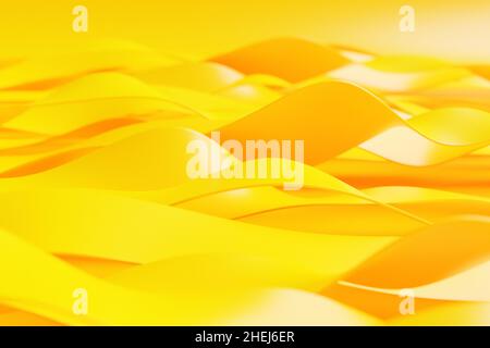 illustration 3d d'une bande stéréo de différentes couleurs. Rayures géométriques similaires aux vagues. Motif de lignes de croisement jaune abstrait Banque D'Images