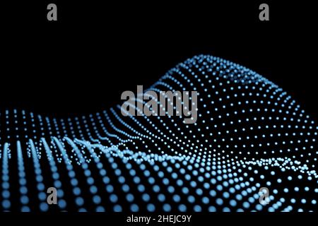 3d illustration d'une bande stéréo de différentes couleurs.Rayures géométriques similaires aux vagues.Motif abstrait de lignes de croisement bleues Banque D'Images