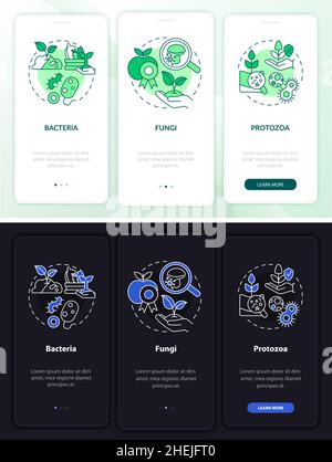 Gestion des microbes du sol mode nuit et jour intégration écran de l'application mobile Illustration de Vecteur