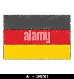 Drapeau d'esquisse dessiné à la main de l'Allemagne. icône de vecteur de style doodle Illustration de Vecteur