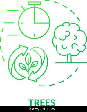 Icône de concept de gradient vert arbres Illustration de Vecteur