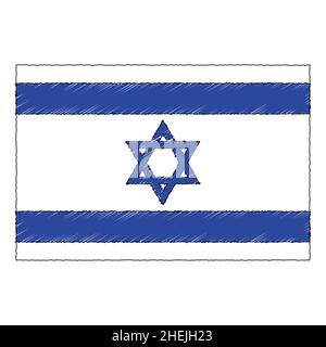 Drapeau d'Israël dessiné à la main.Icône de vecteur de style Doodle Illustration de Vecteur