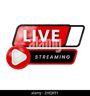 Icône Live Stream 3D rendu vue de face. Banque D'Images