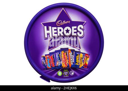 Baignoire de chocolats Heroes bonbons isolé sur fond blanc - chocolats Heroes, bonbons Heroes Banque D'Images