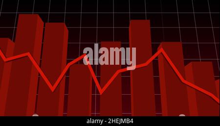 Image des lignes rouges avec statistiques et traitement des données financières sur la grille Banque D'Images