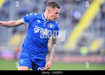Empoli, Italie.09th janvier 2022.Andrea Pinamonti (Empoli) pendant Empoli FC vs US Sassuolo, football italien série A match à Empoli, Italie, janvier 09 2022 crédit: Independent photo Agency/Alamy Live News Banque D'Images