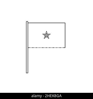 Drapeau contour noir sur du Maroc.Icône de vecteur de ligne mince Illustration de Vecteur