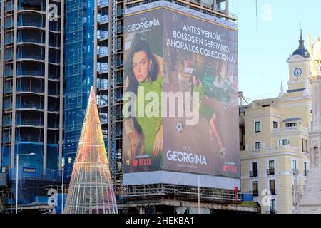 Masdrid, Espagne.11th janvier 2022.Le panneau d'affichage Georgina Rodriguez fera la promotion de l'émission télévisée Soy Georgina à Madrid, le 11 janvier 2022.Credit: CORMON PRESSE/Alamy Live News Banque D'Images