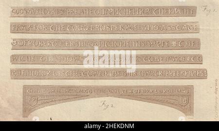 Inscription sur le Bridewell à Aysham, Norfolk, construit par Robert Mersham 1795 Banque D'Images