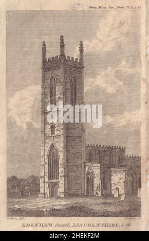 Vue sur l'église Saint Michael & All Angels, Edenham, Lincolnshire 1808 Banque D'Images