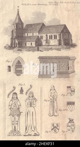 Eglise Sainte Marie, tombe de la piscine et de l'autel, Goring-by-Sea, Sussex.Reconstruit 1836 1808 Banque D'Images