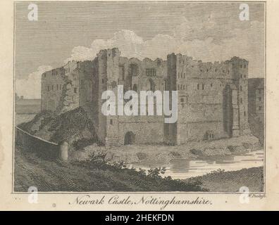 Vue sur le château de Newark à Newark-on-Trent, dans le Nottinghamshire.PETIT tirage 1798 Banque D'Images