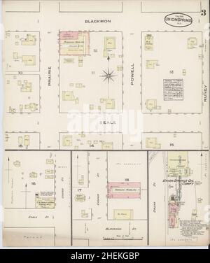 Sanborn carte d'assurance-incendie de Union Springs, comté de Bullock, Alabama. Banque D'Images