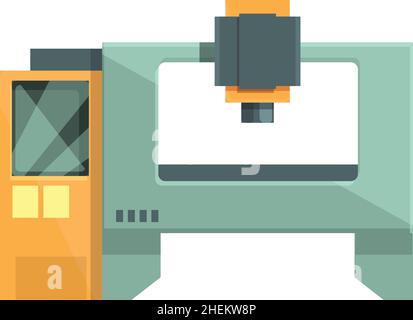 Vecteur de dessin animé d'icône de machine cnc laser.Usine industrielle.Équipement de tour Illustration de Vecteur