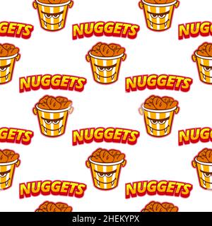 Motif multicolore de tasses avec nuggets pour les vacances sur fond blanc.Pour l'impression et la décoration du menu de vacances.Illustration vectorielle. Illustration de Vecteur
