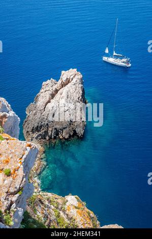 Eaux cristallines de la mer Méditerranée, Ile de Dragonera, Majorque, Espagne Banque D'Images