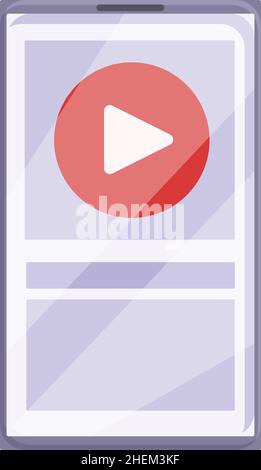 Vecteur de dessin animé de l'icône youtube du smartphone.Flux vidéo.Contenu en direct Illustration de Vecteur