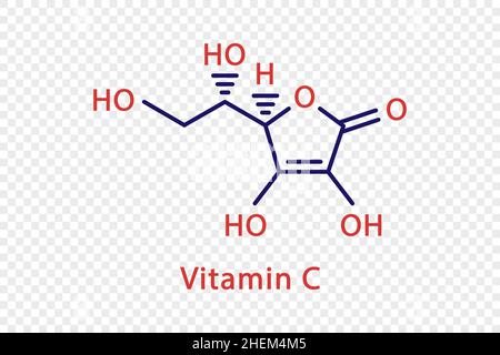 Formule chimique de vitamine C.Formule chimique structurale de vitamine C isolée sur fond transparent. Illustration de Vecteur