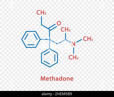 Formule chimique de méthadone.Formule chimique structurale de méthadone isolée sur fond transparent. Illustration de Vecteur