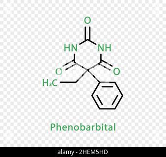 Formule chimique phénobarbital.Formule chimique structurale phénobarbital isolée sur fond transparent. Illustration de Vecteur