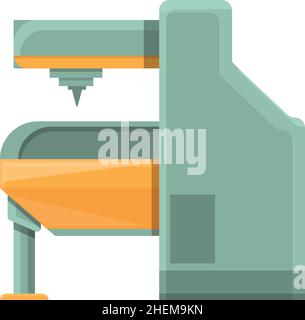 CNC équipement presse icône vecteur de dessin animé.Machine moderne du moulin hydraulique Illustration de Vecteur