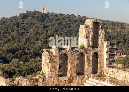 Athènes, Grèce.L'Odéon de Herodes Atticus, également appelé Herodion ou Herodion, un théâtre romain en pierre dans l'Acropole Banque D'Images