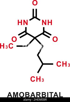 Formule chimique de l'amobarbital.Structure moléculaire chimique de l'amobarbital.Illustration vectorielle Illustration de Vecteur