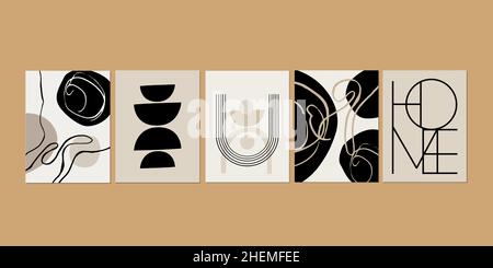 Dessin abstrait ligne motif géométrique mur Art toile peinture scandinave Affiches et gravures mur Images pour le décor du salon Illustration de Vecteur