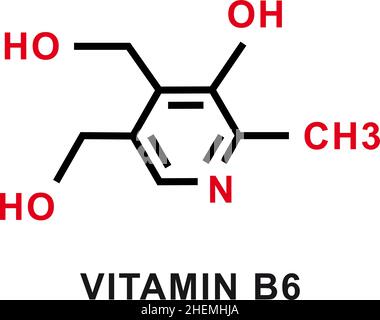 Formule chimique de la vitamine B6.Structure moléculaire chimique de la vitamine B6.Illustration vectorielle Illustration de Vecteur