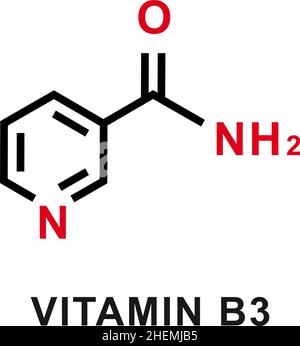 Formule chimique de la vitamine B3.Structure moléculaire chimique de la vitamine B3.Illustration vectorielle Illustration de Vecteur