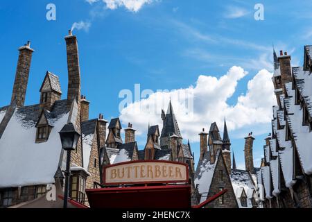 Orlando, États-Unis – 17 juillet 2021 : The Hogsmeade at the Wizarding World of Harry Potter à Adventure Island of Universal Studios Orlando Banque D'Images